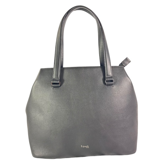 Genuine LIPAULT Black Pebbled Leather  Elegance Large Tote Bag - Picture 1 of 10